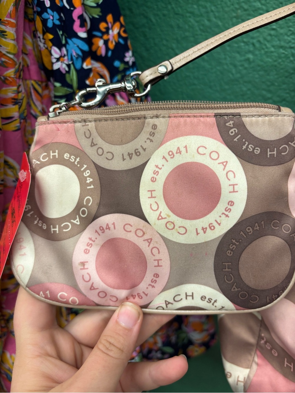 Coach Pink, Taupe & Cream Circle Signature Shoulder Bag - Picture 7 of 8
